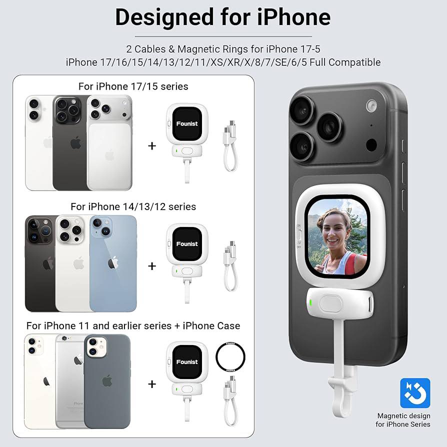 Vlogmate Mini Phone Selfie Monitor Screen  700nits AMOLED Screen for iPhone Rear Camera Selfies/Vlogging/Live/TikTok