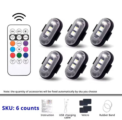 Remote Control RGB LED Strobe Light Wireless Rechargeable Footwell Lights Exterior Interior Decorative for SUV Truck Motorcycle