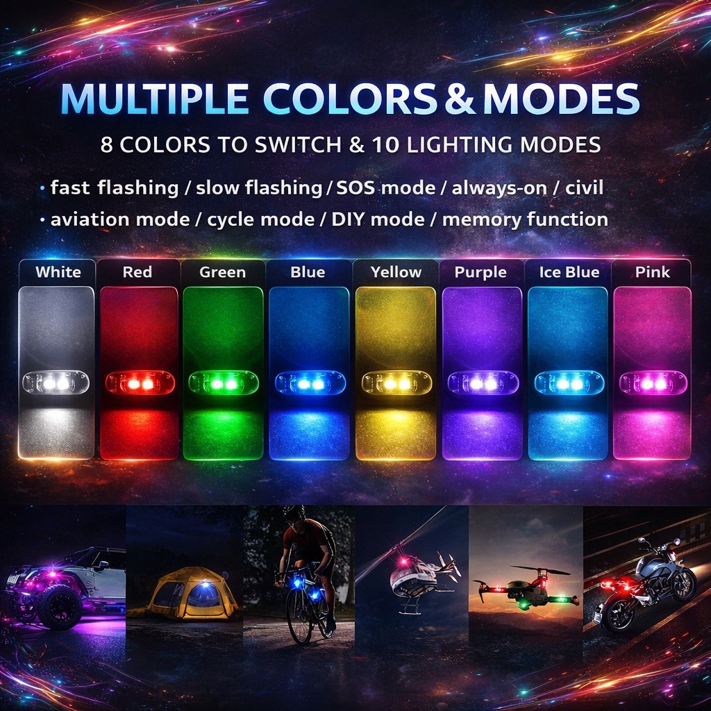 Remote Control RGB LED Strobe Light Wireless Rechargeable Footwell Lights Exterior Interior Decorative for SUV Truck Motorcycle